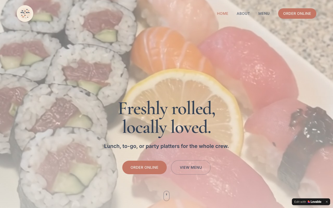 A friend's sushi restaurant website built by Manaswee